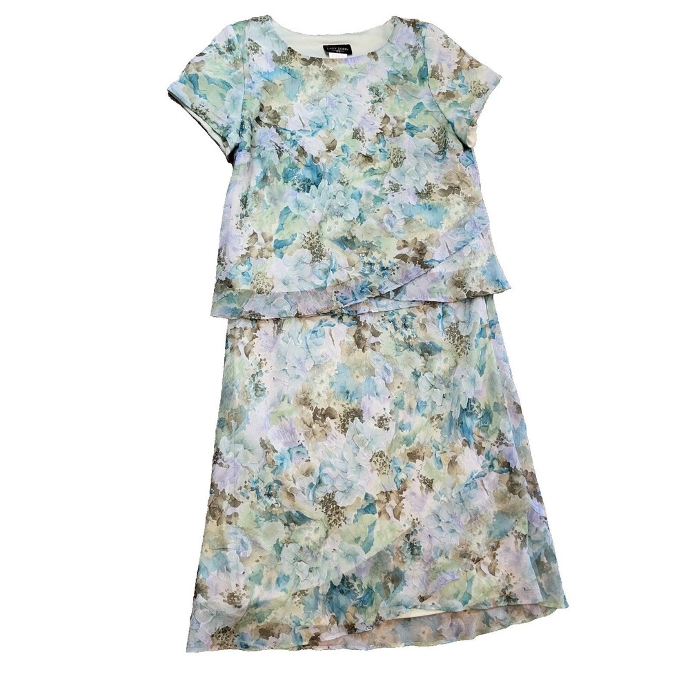 LADY DORBY floral skirt set size 18w watercolor chiffon layered vintage 90s